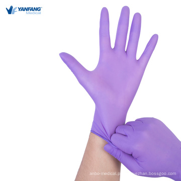 Luvas de nitrila médica de grande exame roxo